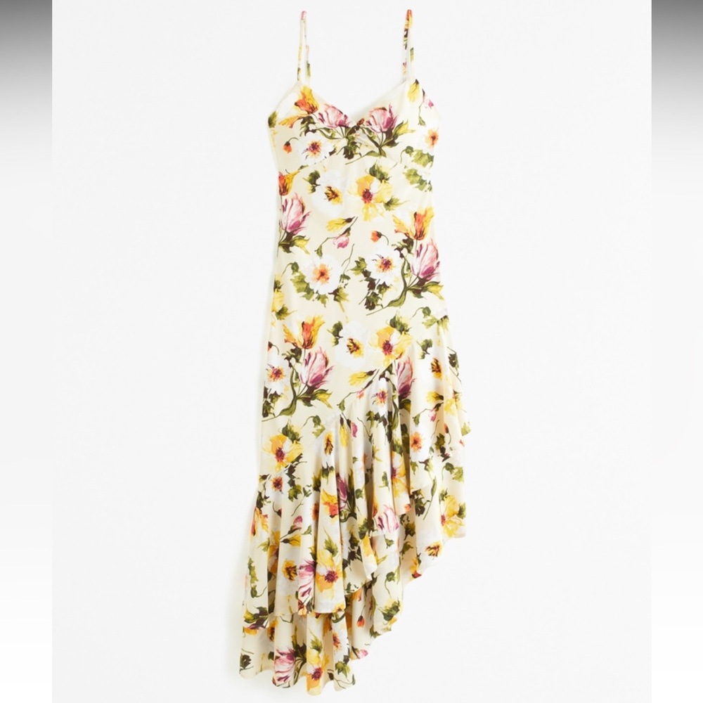 Abercrombie Drama Asymmetrical Ruffle Maxi
Dress
